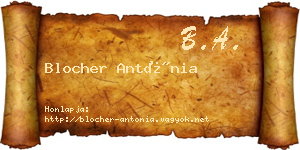 Blocher Antónia névjegykártya